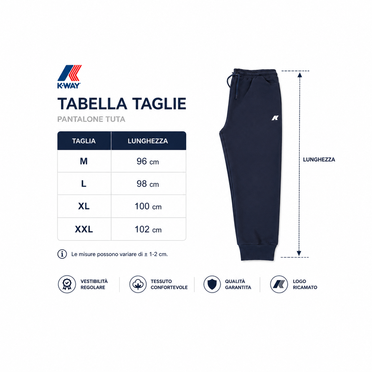 Pantalone Tuta Uomo K-Way Interno Garzato